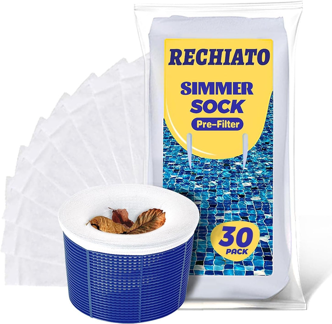30 Pack Pool Skimmer Socks for Pool Filters, Filters Baskets and Skimmers to Filter Debris and Leaves, Protact Filter System of Inground and above Ground Pools