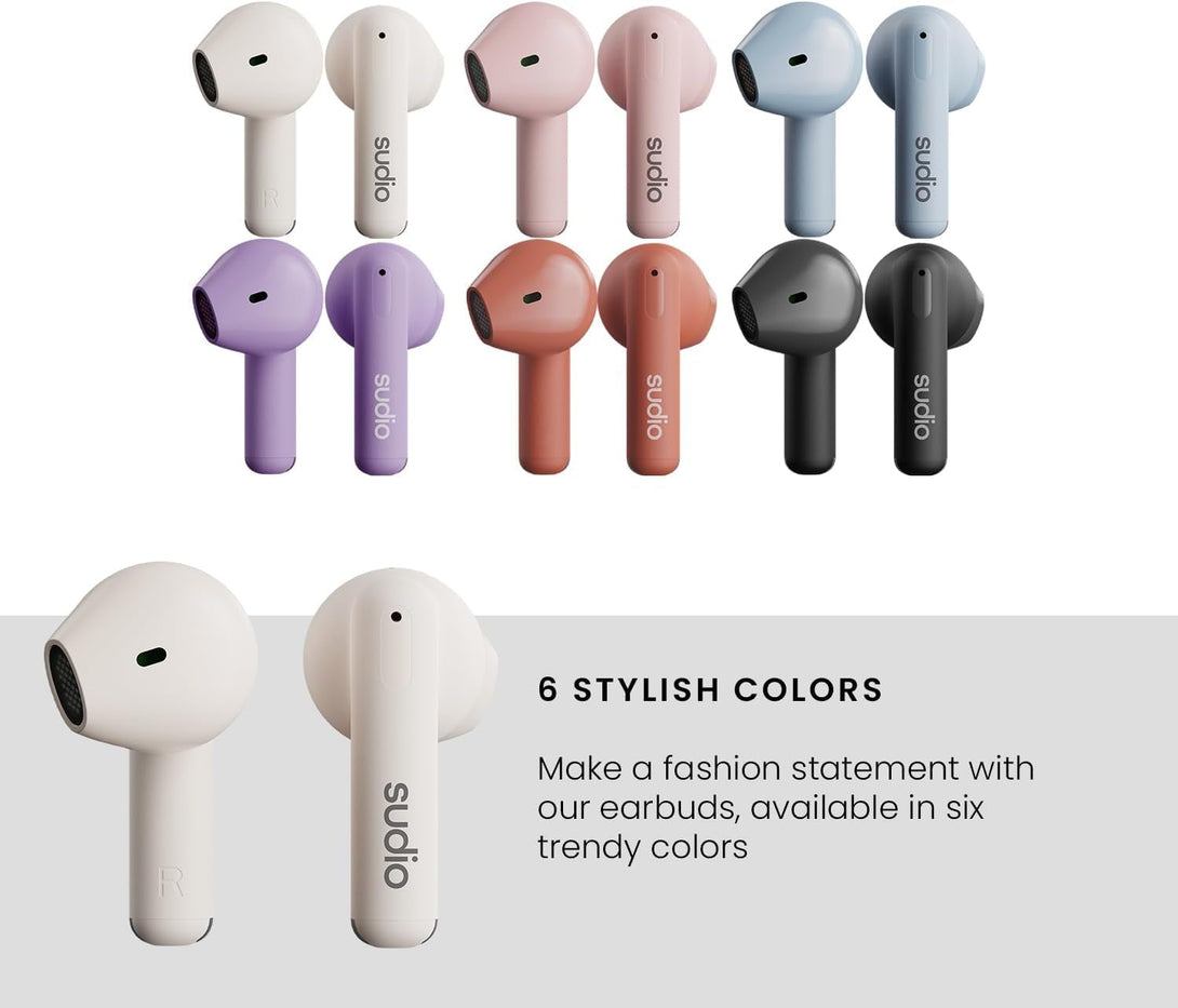 Sudio A1 True Wireless Earbuds, Bluetooth 5.3 Connection, Noise Cancelling, Waterproof, Touch Control, Charging Case, Premium Sound Quality, Comfortable Fit – White
