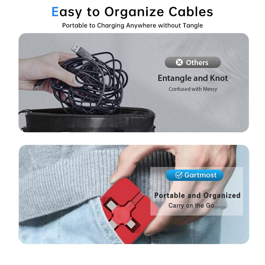 4 Pcs 3 in 1 Retractable Multi Charging Cable (3.28FT) with USB C/Micro USB/IP and Phone Holder, Festivals and Birthday Gift for Your Family and Friends, Compatible with Iphone/Android/Tablet