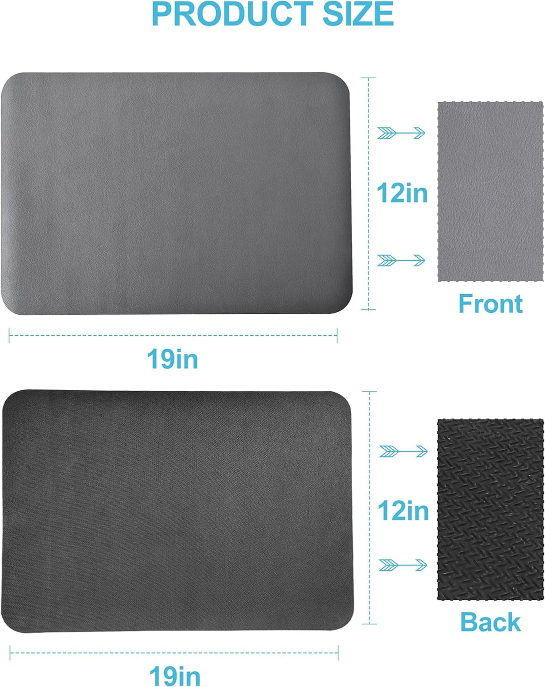 Dish Drying Mat for Kitchen Counter, 12"X19" Dish Drying Pad with Non-Slip Rubber Backed, Hide Stain anti Absorbent for Kitchen Counter, Drying Mat for Coffee Machine Dish Rack (Grey)
