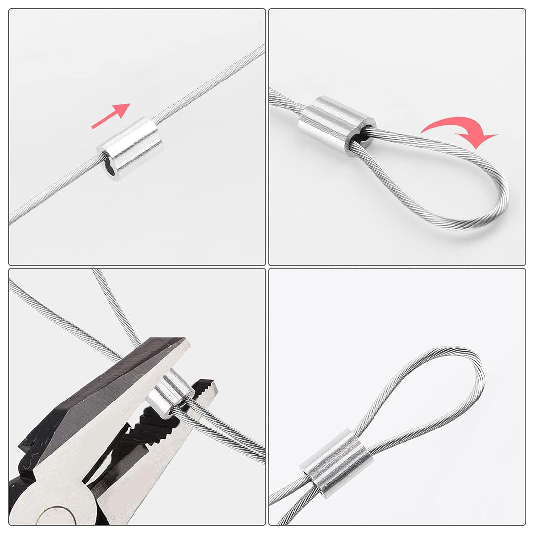 200 Pcs Aluminum Crimping Loop Sleeve 1/16", Cable Ferrule Wire Rope Sleeves Loop Sleeve (200 Pcs)