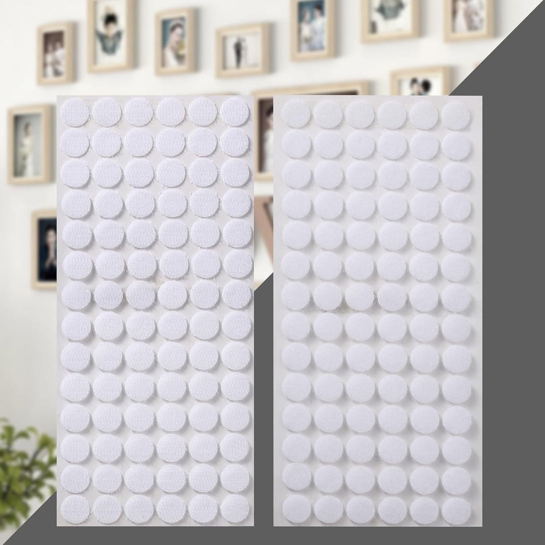 1000 Pcs (500 Pairs) 0.59Inch Diameter Hook and Loop Fastener Self Adhesive round Circle Sticky Sticker Dots for Arts and Crafts School Classroom Home and Office Use, White