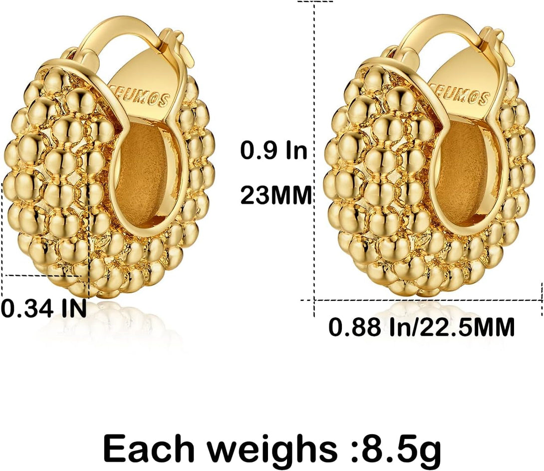18K Gold Plated Chunky Hoop Earrings for Women Fashion Thick Gold Hoops Set Jewelry for Birthday Christmas Gifts