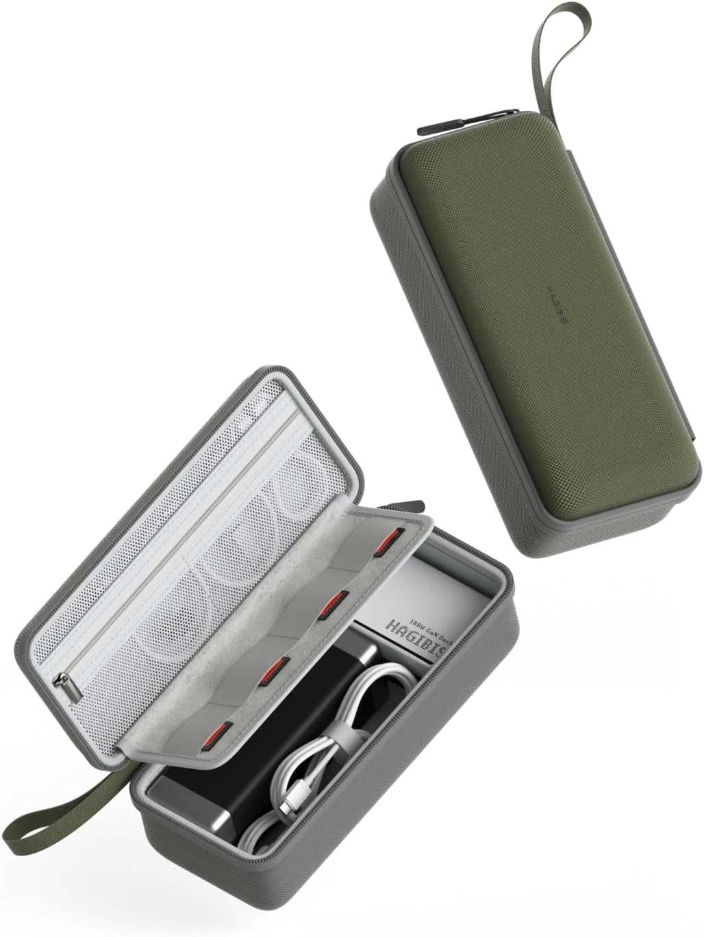 Hagibis Electronics Organizer Travel Case Cable Organizer Bag Pouch Portable Waterproof Carry Case for Cable, Charger,Power Bank, SD Card, Mouse, USB Flash Disk (DPB03 Green)
