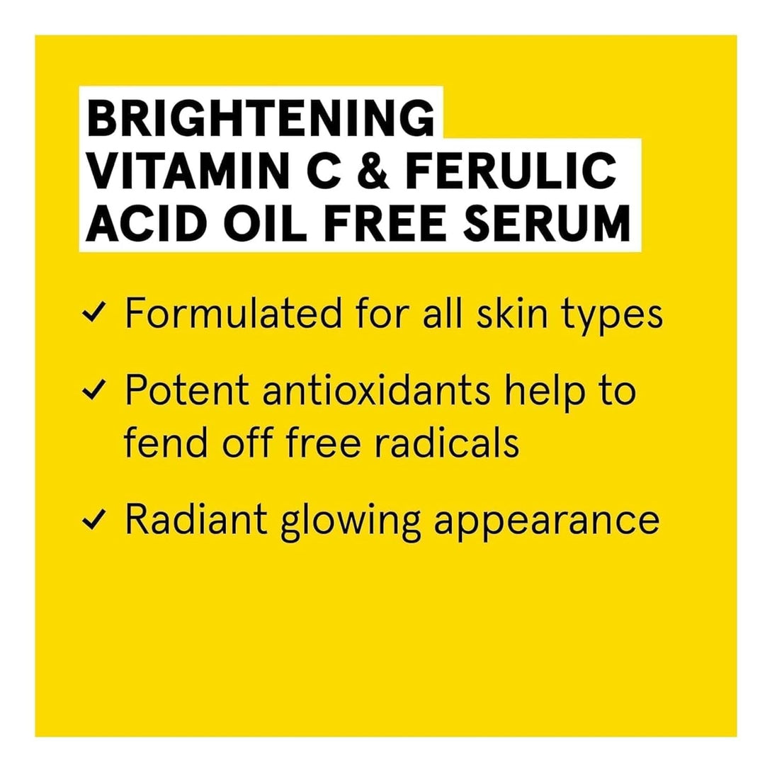 ACURE Face Brightening Vitamin C & Ferulic Acid Serum - Day & Night Oil Free Glowing Facial Serum - Vitamin C, Ferulic Acid & Pineapple Extract for Natural Brighter Look - for All Skin Types 1 Fl Oz