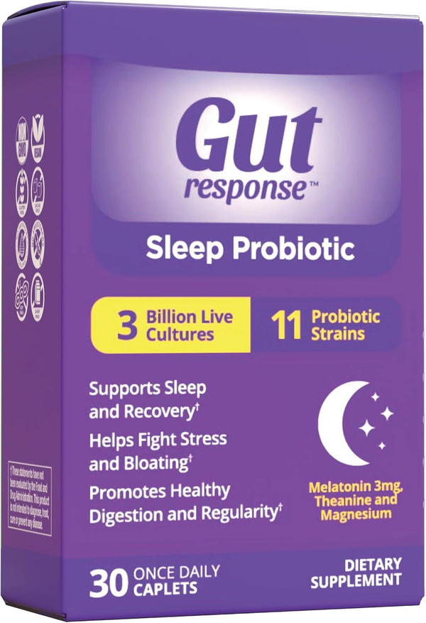 Sleep Probiotic for Men & Women, Slows down Digestive Aging, Supports Sleep and Recovery, Promotes Healthy Gut, Vegan, Gluten Free & Soy Free, 3 Billion CFU, 30 Caplets
