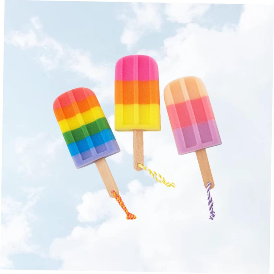 3Pcs Bath Flower for Infants Elastic Hair Ties Bathing Accessories Body Bath Shower Sponge Shower Sponge for Body Loofah Popsicle Ice Cream Wooden Shower Head Child Bath Brush