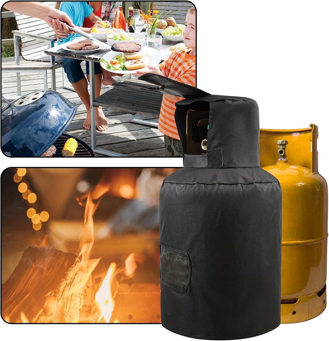 20Lb Propane Tank Cover ,Ventilated Propane Gas Can Protection Covers, Heavy Duty RV Propane Tank Cover, Propane Bottle Storage Bag, Waterproof & Weather Resistant, Black, 12.5 X 12.5 X 24 Inches
