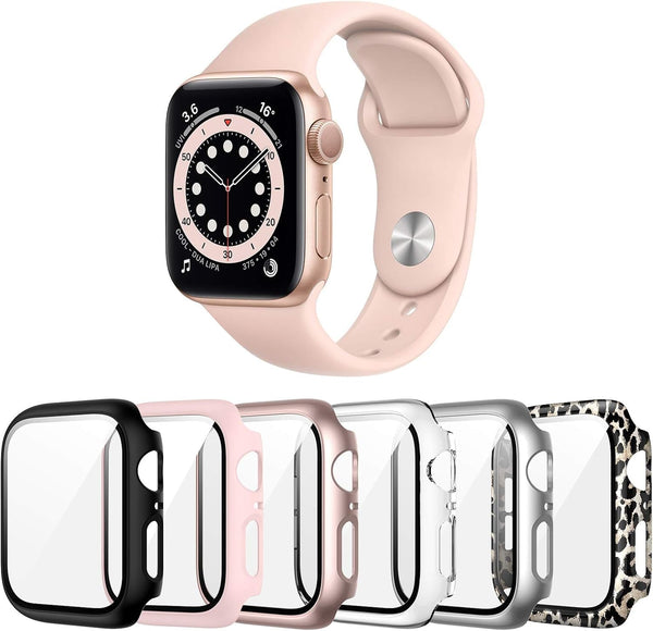 6 Pack Case for Apple Watch SE (2023 New) SE (2Nd Gen)/6/Se/5/4 40Mm with Tempered Glass Screen Protector, Hard PC Ultra-Thin Scratch Resistant Protective Cover for Iwatch 40Mm Accessories