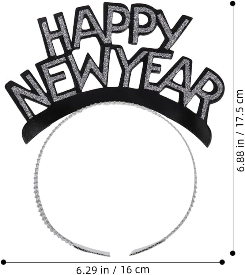 Amosfun HAPPY NEW YEAR Headband Tiara New Years Party Favors Gold Silver Black 12 Pieces