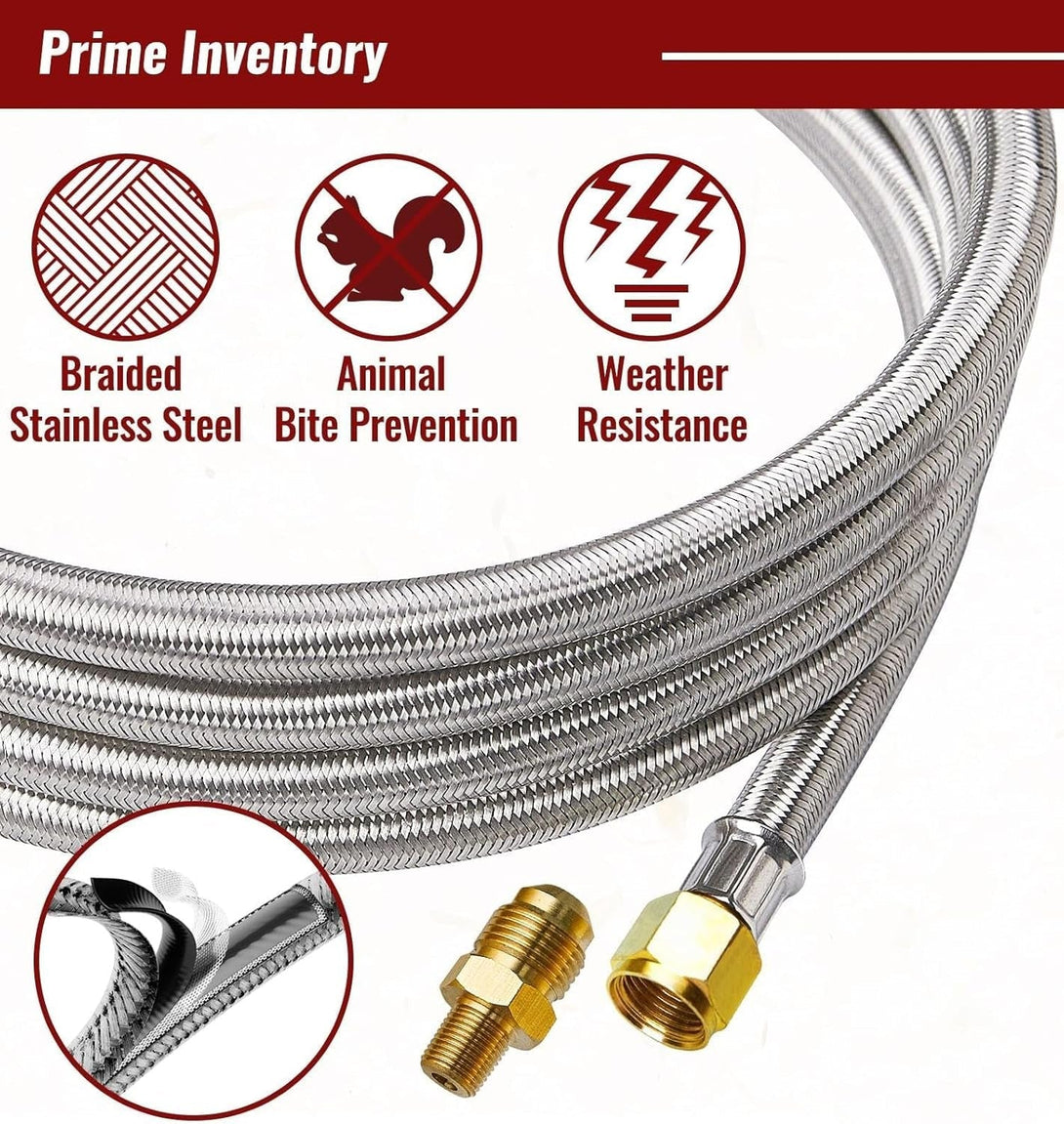 15FT High Pressure Propane Regulator Hose with Gauge, 0~30PSI Adjustable Propane Tank Regulator, Stainless Steel, Fit for Turkey Fryer，Fish Fryer，Propane Burner，Fire Pit, Forge, and More