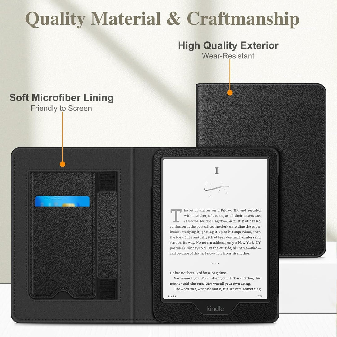Fintie Case for 7"/6.8" Kindle Paperwhite(12Th/11Th Generation-2024/2021) and Kindle Colorsoft Signature Edition -Slim Foldable Stand Cover Auto Wake/Sleep for Paperwhite 2024, Black