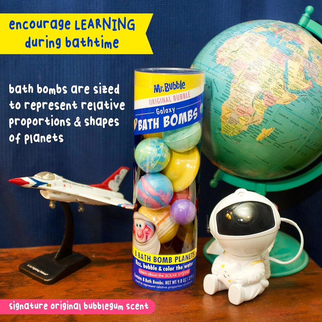 Mr. Bubble Galaxy Bath Bombs, Signature Bubblegum Scent, Set of 8 Different Bath Bomb Planets