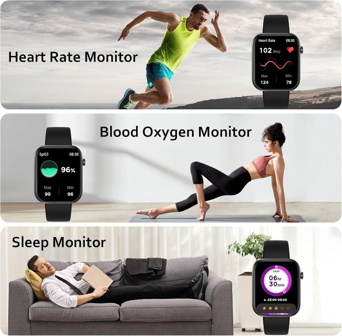Smart Watch(Answer/Make Call), 1.96" Smart Watch for Men Women IP68 Waterproof, Smartwatch for Android Ios with 100+ Sport Modes, Fitness Tracker, Heart Rate Sleep Monitor, AI Voice