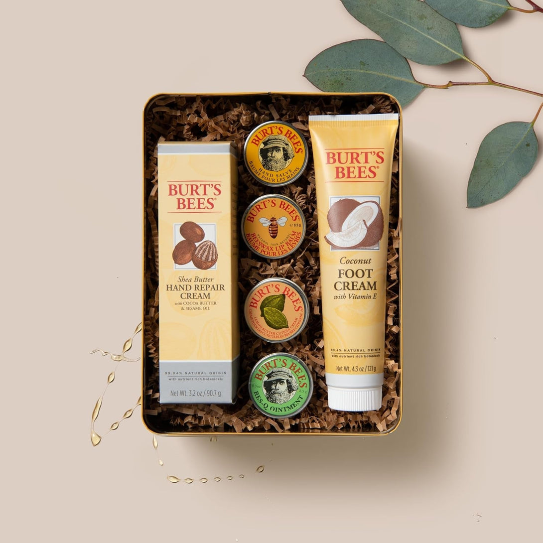 Burt'S Bees Gifts Ideas - Classics Set, 6 Products in Giftable Tin – Cuticle Cream, Hand Salve, Lip Balm, Res-Q Ointment, Hand Repair and Foot Cream