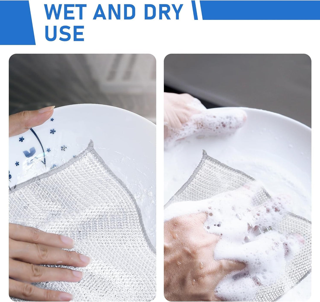 10PCS Set Non-Scratch Steel Wool Dishcloth - Multi Purpose Wire Dishwashing Rags Kitchen Towels and Dishcloths Sets Durable Cleaning Pads Bathroom Home Essentials Cleaning Supplies Tools