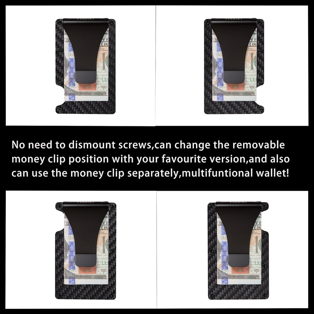 Carbon Fiber Minimalist Wallet for Men Credit Card Holder Money Clip & Cash Strap Slim RFID Mens Wallets