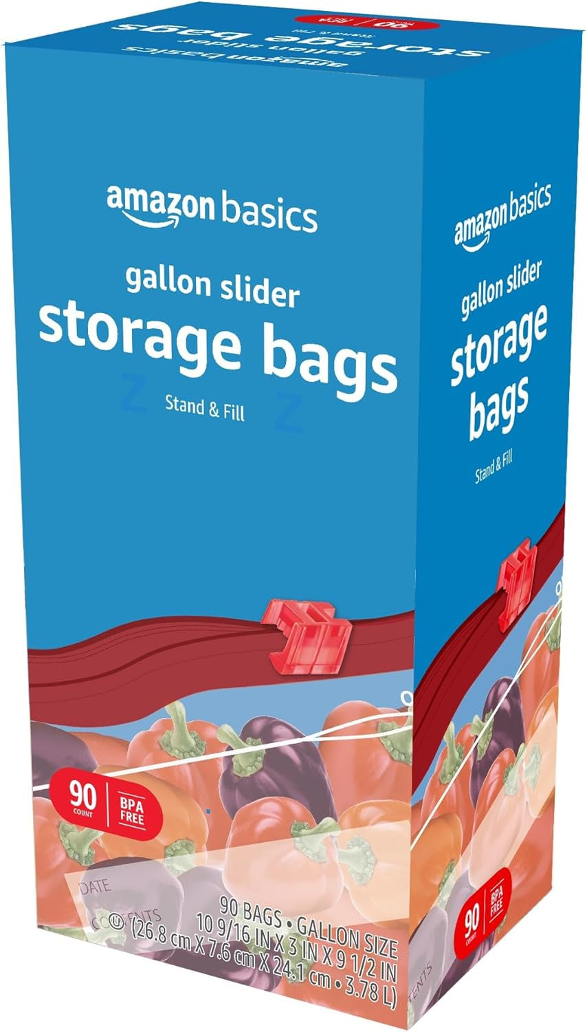 Amazon Basics Slider Gallon Food Storage Bags, BPA Free, 120 Count (Previously Solimo)