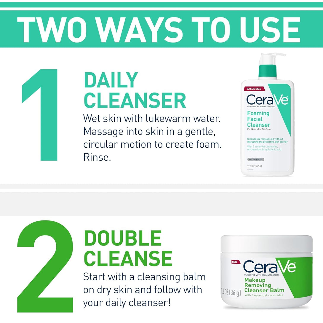 Cerave Foaming Facial Cleanser, Daily Face Wash for Oily Skin, Hyaluronic Acid + Ceramides + Niacinamide, Fragrance Free & Paraben Free, Non-Drying Oil Control Face Wash, 19 Fluid Ounce