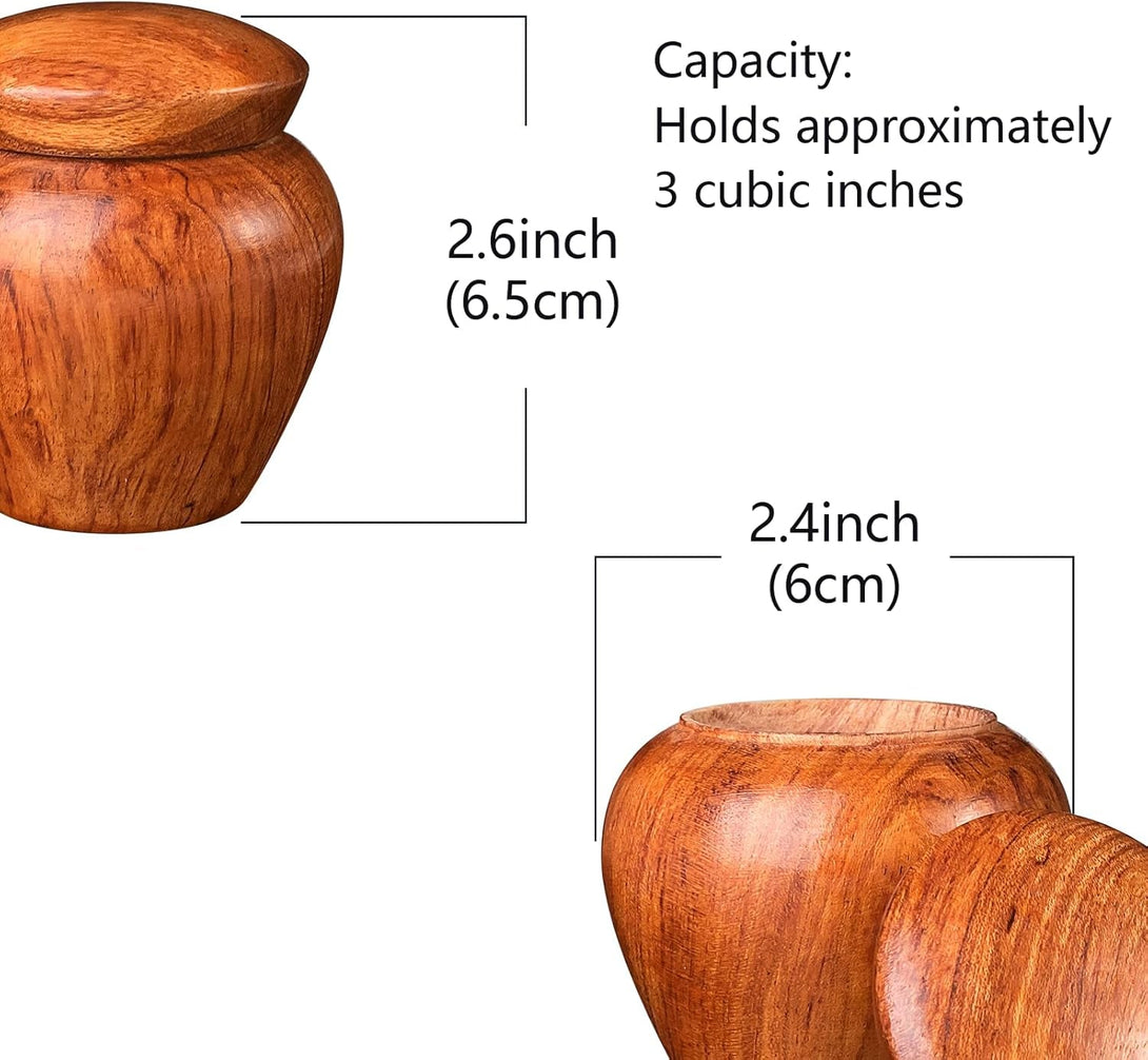 2 Packs Wooden Small Urns for Human Ashes Keepsake, Mini Urns for Ashes, Cremation Urns for Human Ashes Adult Male Female Pet,Keepsake Wood Urns with Velvet Bag