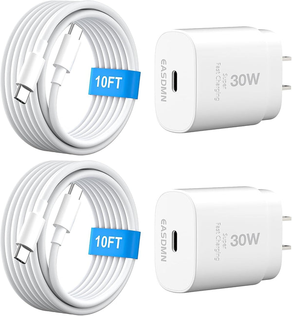 30W USB C I Phone 16 15 Charger Fast Charging, 2PACK Wall Charger for Iphone 16 15 Pro Max Charger Cord 10FT Fast Type C Charger Block for Iphone 16/16 Pro/15 Plus/15 Pro/15 Pro Max,I Pad Pro/Air/Mini