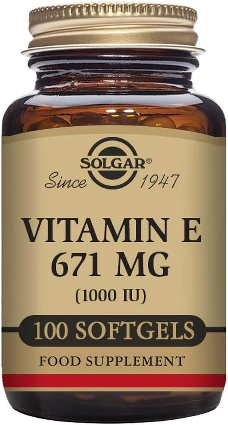 Solgar Vitamin E 670 Mg (1000 IU), 100 Mixed Softgels - Natural Antioxidant, Skin & Immune System Support - Naturally-Sourced Vitamin E - Gluten Free, Dairy Free - 100 Servings