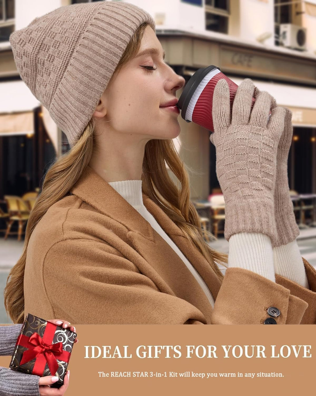REACH STAR Winter Gloves for Women-Upgraded Touch Screen Elastic Thermal Knit Lining Warm Gloves for Cold Weather