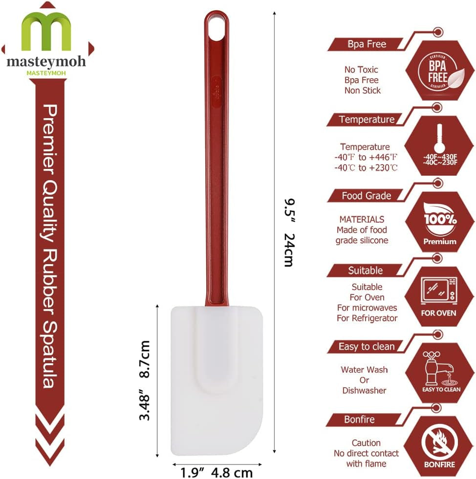 Silicone Spatula Set - Soft Rubber 9.5" Scrapers Resistant to 500F (2Pcs)