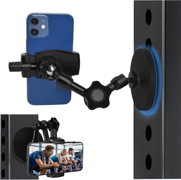 Gym Phone Mount Gym Magnetic Phone Holder with Magnet Base Attach to Metal Surface, Magnetic Phone Holder for Gym Boat Forklift Tractor Accessories, for All Smartphones