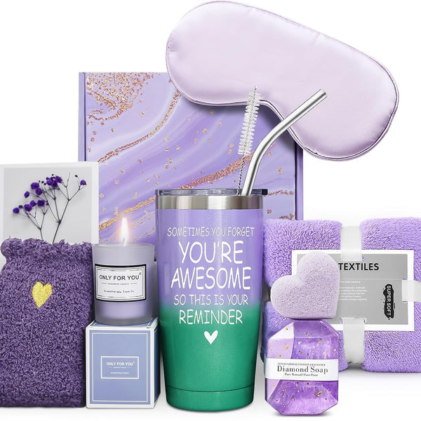 Dallfoll Birthday Pamper Gifts for Women, Self Care Relaxation Spa Bath Set, Wellbeing Get Well Soon Gifts for Women, Christmas Gifts, Insulated Tumbler Mug Set, Ladies Pamper Gifts for Mom, Wife