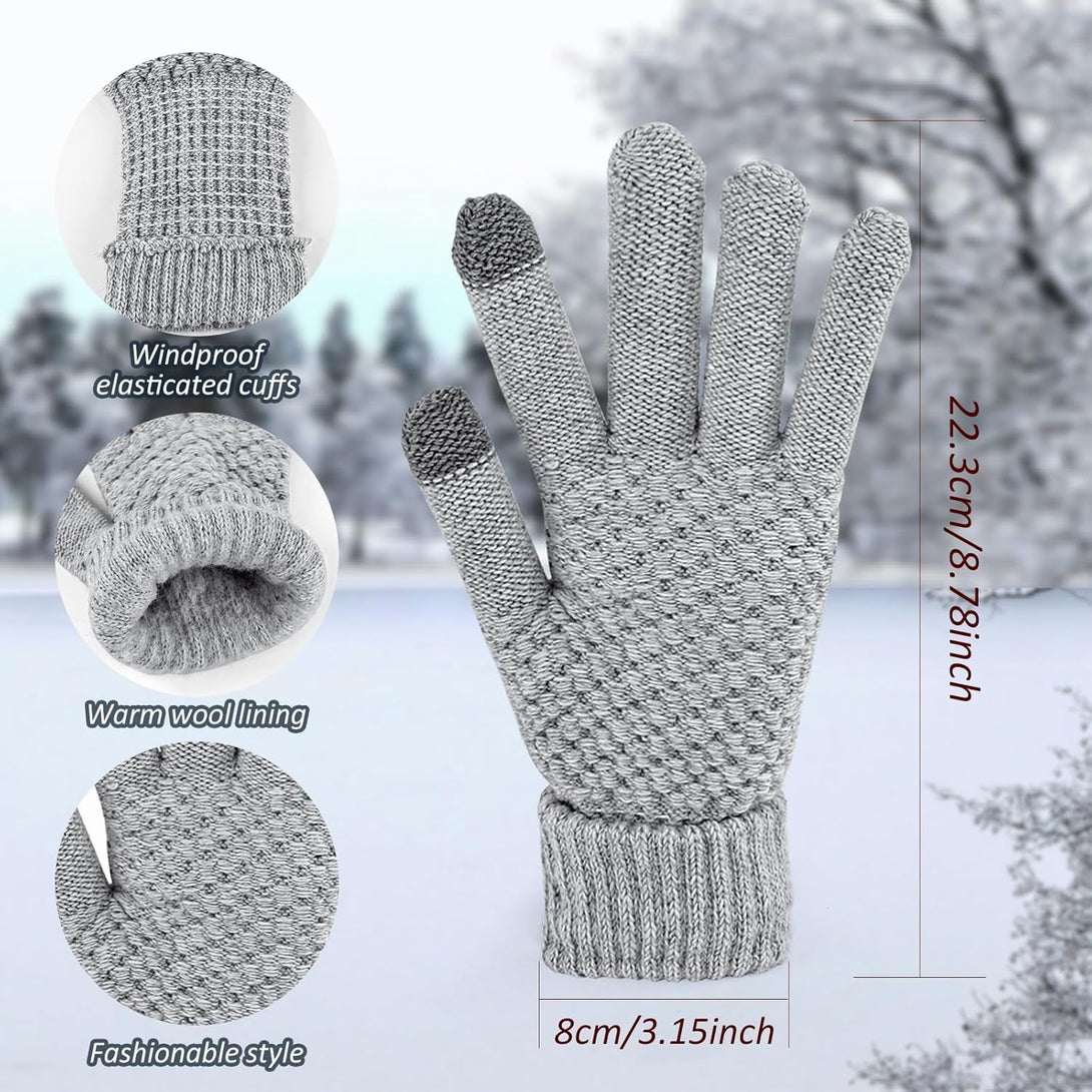 2 Pairs Women'S Gloves for Cold Weather, Winter Touch Screen Gloves Women, Warm Fleece Lined Knit Gloves