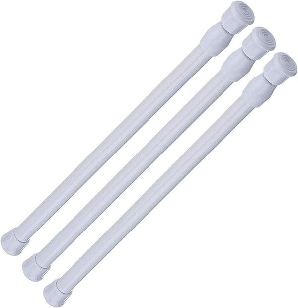 AIZESI 3Pcs White Spring Tension Rond Short Curtain Rods Small Curtain Tension Rods 16 to 28 Inch Adjustable Curtain Rod Tension Extendable Spring Rod for Home Window Kitchen