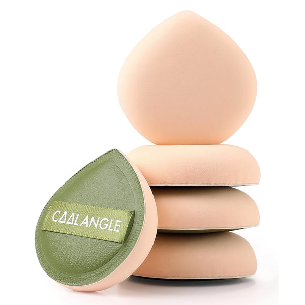 5Pcs Makeup Sponge for Foundation Concealer and Powder, Latex Free Blender Sponge for Natural and Easy Makeup Soft Long-Lasting and Beginner-Friendly, Green, Medium