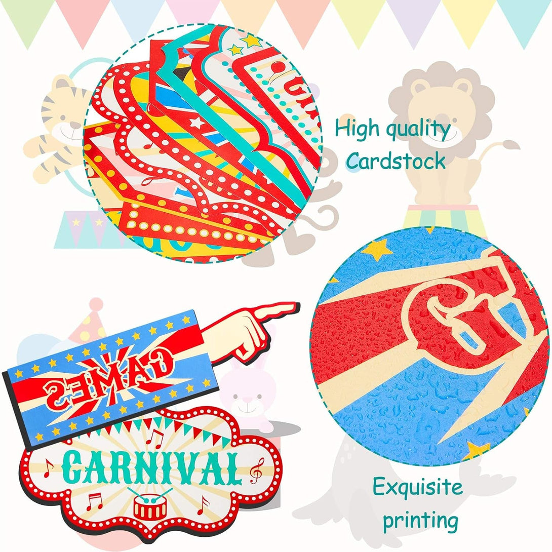 20 Pieces Circus Carnival Party Direction Signs Decor Circus Welcome Signs for Birthday Showman Themes Party Decoration Accessories