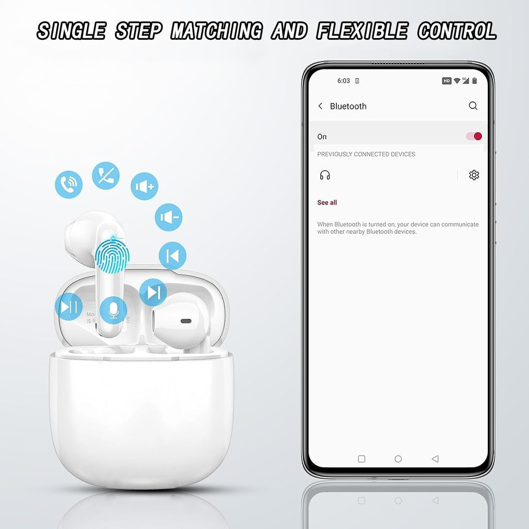 Wireless Earbuds, Bluetooth 5.3 in Ear Buds Light-Weight Headphones, IP7 Waterproof, 40H Playtime, Built-In 4 Mics Headset, Clear Calls Earphones Suitable for Exercise, Running, Fitness and Work