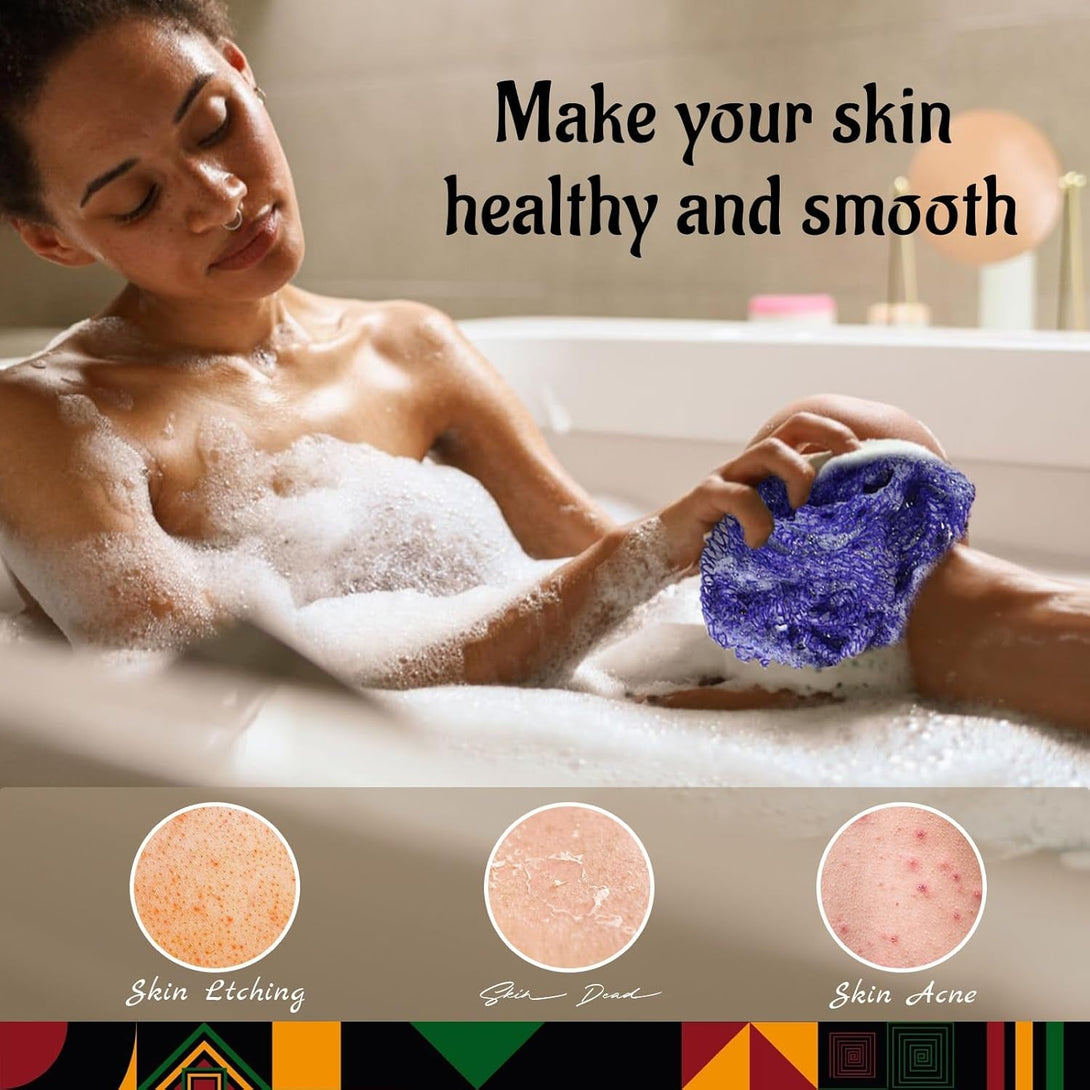 Yiclick African Net Sponge Authentic with Knots 2 Pack - Exfoliating Body Scrubber, Exfoliating Washcloth Towel, Knotted Rags Wash Cloth Loofah Sponge for Body Scrub, Back Scrubber for Shower Bath