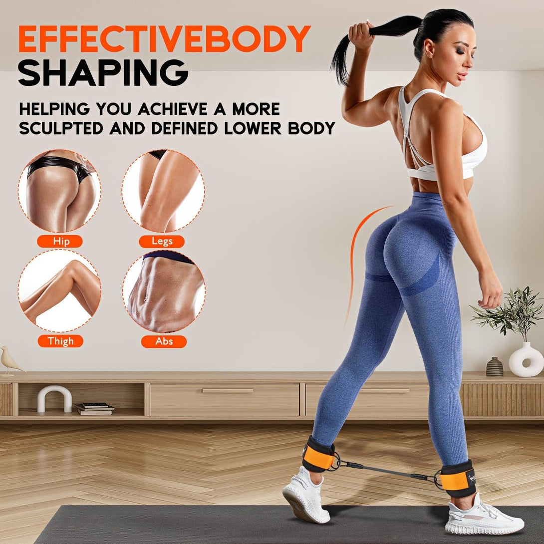 Ankle Resistance Bands, Ankle Bands for Working Out with Cuffs, Resistance Bands for Leg Butt Training Workout Equipment for Kickbacks Hip Gluteus Training Exercises, Ankle Strap with Exercise Bands