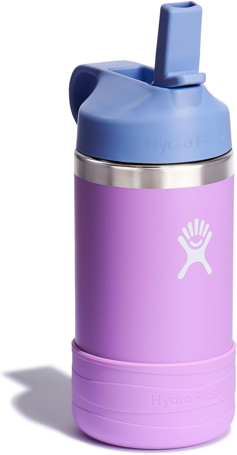 HYDRO FLASK Kids Water Bottle Jr. Stainless Steel Insulated with Straw Cap for Water, Milk, Juice, School, Camp, Sport, Play and Lunch, Easy to Clean, Leak-Resistant