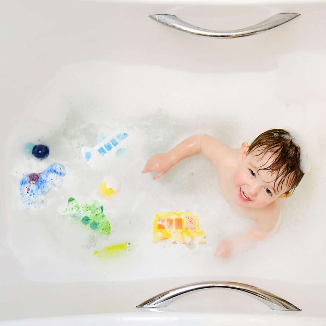 4 PCS Cartoon Car Bath Sponge for Kids,Transportation Cute Shape Compressed Cellulose Shower Sponges for Baby,Soft and Funny
