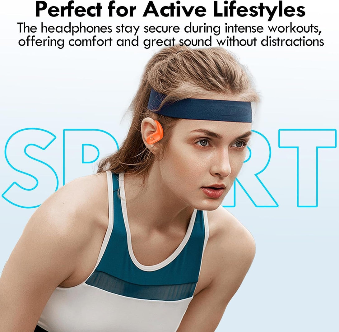Kurdene Wireless Earbuds Bluetooth Headphones Sport,Over Ear Buds with Deep Bass Sound,60Hrs Playtime Earphones Redesigned Comfort Fit with Earhooks for Running,Meeting,Workout