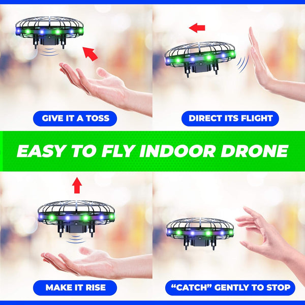 Force1 Scoot LED Hand Operated Drone for Kids or Adults - Hands Free Motion Sensor Mini Drones, Easy Indoor Flying Orb Ball Small UFO Toy for Boys