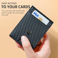 GSOIAX Mens Slim Wallet RFID Blocking Bifold Wallets for Men Minimalist Genuine Leather Carbon Fiber Card Holder Money Clip Thin Mens with Gift