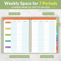 SUNEE Teacher Planner 2025-2026 Academic Year with 7 Periods, Jul 2025 - Jun 2026 Lesson Planner Book 8.5"X11" School Agenda with Subjects,