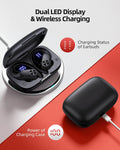Pocbuds Bluetooth Headphones Wireless Earbuds 80Hrs Playtime Wireless Charging Case Digital Display Sports Ear Buds with Earhook Deep Bass IPX7