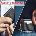 GSOIAX Slim Leather RFID Bifold Wallet for Men - Minimalist Front Pocket Wallet with Money Clip,12 Card Slots,Id Window,Cool Groove