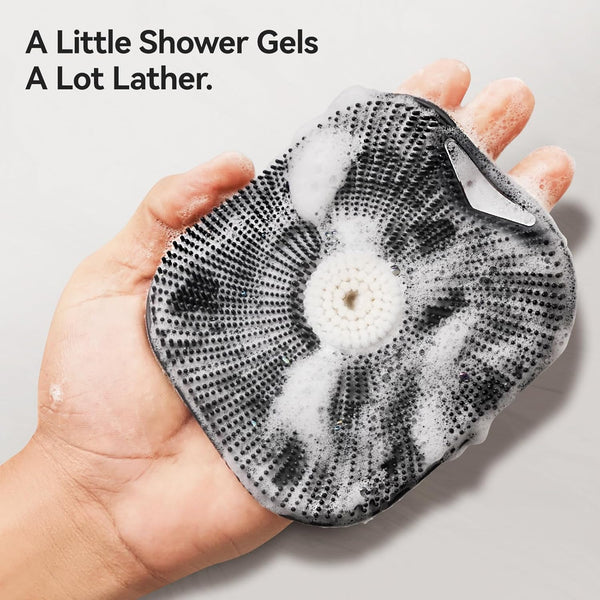 Zinc Infused Silicone Body Scrubber for Men, New Upgrade Deep Exfoliating Body Scrubber for Shower, Silicone Loofah Men for Sensitive Skin with