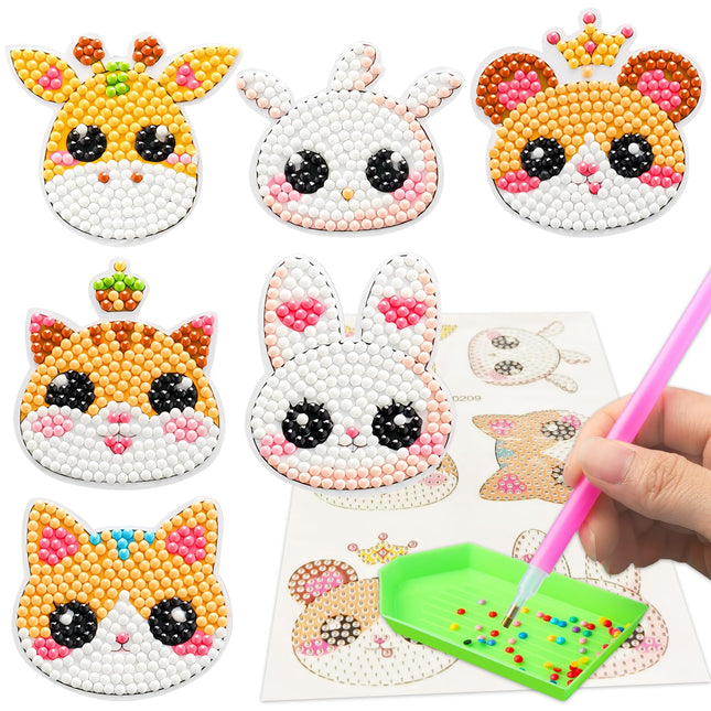SINHOWANG Diamond Art Kits for Kids 4-8 Years Old, Arts and Crafts for Kids Ages 8-12 Girls Boys Art Supplies, 6Pcs Anim