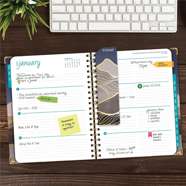 HARDCOVER 2025 Planner, 5.5"X8": 14 Months (November 2024 - December 2025), Daily Weekly Monthly Planner, Yearly Agenda, Bookmark, Pocket Folder