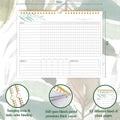 Habit Tracker Calendar- 12 Months Undated Daily Weekly & Monthly Period Habit Tracker Journal, Greenery Floral, Spiral Binding with Writable Goals