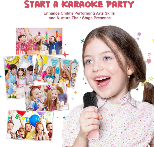 Mini Karaoke Machine for Kids Portable Bluetooth 5.3 Speaker Led Lights with 2 Wireless Microphones Karaoke Gifts for Girls Boys Audlt Birthday